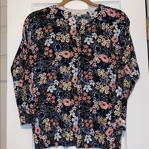 NWT Loft Multi-Color Floral Crewneck Cardigan